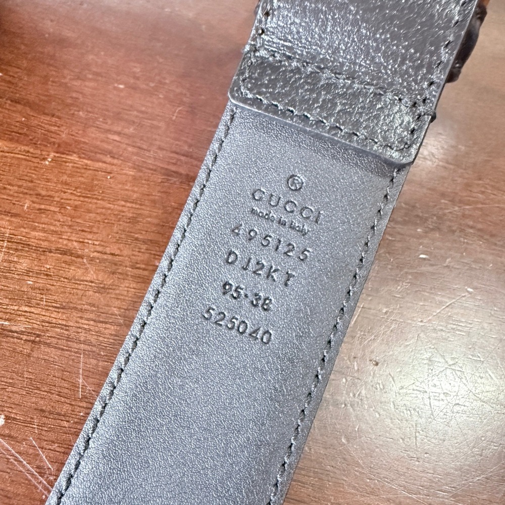 Gucci 495122 Black Leather Bee and Star Print Belt Gold‎ Buckle size 95/38 - Picture 10 of 12